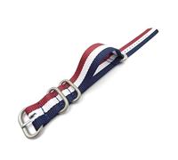 HELBAY Men's Nylon Watch Strap, 18mm/20mm/22mm 24mm Woven Canvas with Fine Steel Pin Buckle,Red White Blue 3,20mm