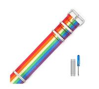 HELBAY Men's Nylon Watch Strap, Canvas Material, Steel Buckle, 18/20/22mm Strap, Braided Strap Accessories,Rainbow,22mm