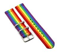 HELBAY Men's Nylon Watch Straps, 20mm, 22mm, 18mm, Solid Color, Replacement Smartwatch Straps,Rainbow Color,18mm