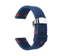 HELBAY Men's Retro Soft Leather Watch Straps 18mm/20mm/22mm, Folding Buckle, Replacement Strap,Blue Red,20mm,Black Buckle