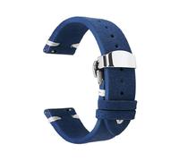 HELBAY Men's Retro Soft Leather Watch Straps 18mm/20mm/22mm, Folding Buckle, Replacement Strap,Blue White,18mm,Silver Buckle