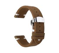 HELBAY Men's Retro Soft Leather Watch Straps 18mm/20mm/22mm, Folding Buckle, Replacement Strap,Brown White,18mm,Gold Buckle