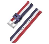 HELBAY Men's Soft Nylon Watch Strap, 18mm/20mm/22mm/24mm, Canvas Replacement Strap,Blue White Red,24mm