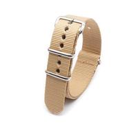 HELBAY Men's Striped Nylon Watch Strap, Silver Pin Buckle, 18mm，20mm，22mm，24mm, Wristband Replacement Accessory,Beige,20mm