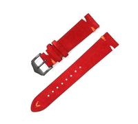 HELBAY Men's Suede Leather Strap, 20mm, 22mm, Vintage Hand-Stitched, Replacement Straps,Red,22mm