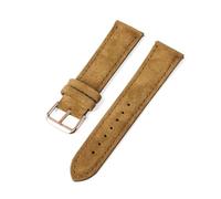 HELBAY Men's Vintage Suede Leather Strap, 18mm, 20mm, 22mm, Replacement Straps,Yellow Brown-Rose Gold,22mm