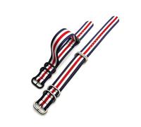 HELBAY Nylon Canvas Watch Strap, Smartwatch Strap, Metal Five-Ring Buckle, 18/20mm/22mm/24mm,Blue White Red,24mm