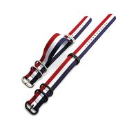 HELBAY Nylon Canvas Watch Strap, Smartwatch Strap, Metal Five-Ring Buckle, 18/20mm/22mm/24mm,Red White Blue,22mm