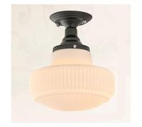 HELCEKOU 11" Milk Glass Ceiling Light Flush Mount Nordic White Hallway Mid Century Modern Farmhouse Black for Bathroom Corridor Porch