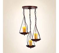 HELCEKOU 3-Lights American Pastoral Pendant Lighting Vintage E14 Iron Art Ceiling Suspension Lamp Retro Industrial Wrought Resin Hanging Lights Restaurant Chain Adjustable