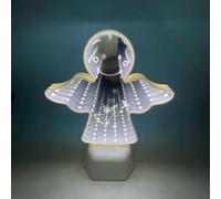 HELCEKOU 3D Mirror Night Light, Rainbow LED Tunnel Modern Glass Mirror, Angel,