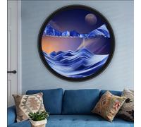 HELCEKOU 3D Moving Sand Art Table Lamp, Flowing Painting 360 Rotating Wall Mounted Round Glass Multicolor Multiple Sizes(E,11.4IN)