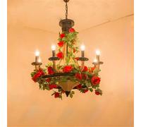 HELCEKOU American Retro Chandelier Industrial Style Creativity Hemp Rope Music Restaurant Bar Coffee Shop Milk Tea Clothing Store Green Plants LED Decoration Pendant Light (F 8 Lights)