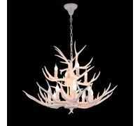 HELCEKOU American Retro Deer Antler Chandelier LED Personality Creative Living Room Restaurant Bedroom Clothing Store Log Cabin Cafe Bar Pendant Light (G 12 Lights)
