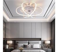 HELCEKOU Ceiling fan light LED Fan Light Side Illuminated Silent 6 Speed Controls Seven Blades Remote Control 3 Color Dimming Bedroom Dining Room Kitchen Gold silver (
