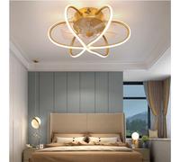 HELCEKOU Ceiling fan light LED Fan Light Side Illuminated Silent 6 Speed Controls Seven Blades Remote Control 3 Color Dimming Bedroom Dining Room Kitchen Gold silver (