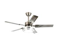 HELCEKOU Ceiling Fan with Light Modern Propeller Design Metal Brushed Chrome Remote Control - Blades Indoor Lamp