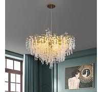 HELCEKOU Crystal Chandelier Modern Gold Chandeliers Lighting Tree Branch Dining Room Raindrop Hanging Pendant Light Fixture 23.6"