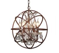 HELCEKOU Crystal Globe Pendant Light Retro Industrial Chandelier Farmhouse Drop Ceiling Lamp, Vintage Suspension Lamps E27 Hanging Lighting Fixtures for Kitchen Island Study Room Living room(Rusty)