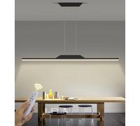 HELCEKOU Dimmerable LED Pendant Light Modern Linear Design with Remote Control Adjustable Height Chandelier for Dining Room Office Kitchen - Black 100cm