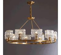 HELCEKOU Full Copper Crystal Chandelier Modern LED E14 Living Room Light Luxury - Ceiling Hanging Dining Decoration Pendent Lamp,