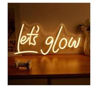 HELCEKOU Home Bar Decor Let's Glow Neon Sign USB Powered Night Light Wall Art Illuminated Game Room Bedroom Living Lamp 36.5cm×17.8cm(Warm White)