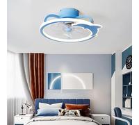 HELCEKOU Jdalx Kids Ceiling Fans With Lights And Remote Control Silent Led Dimmable Fan Chandelier Light Dc Reversible 6 Speed Timer Pretty Lighting For Children's Bedroom, Blue, D