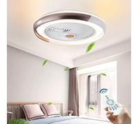 HELCEKOU LED Hidden Ceiling Fan Light Creative Invisible Contemporary Lamp 36W Dimmable with Remote Control for The Living Room Bedroom Children's Ultra Quiet Can Timing Chandelier,Brown