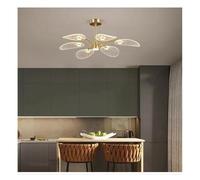 HELCEKOU Modern Chandeliers Nordic LED Ceiling Lamp Copper for Bedroom Living Room Lotus Leaf Shape Design Home Decor Lighting Fixture(6 Lights)