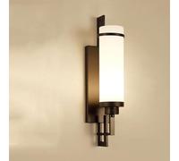 HELCEKOU Modern Glass Wall Sconce Light Fixture Bedroom Retro White Staircase Study Chinese Bedside Lamp Home Decoration Black for Porch Corridor Aisles/Black