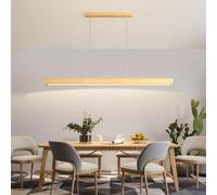 HELCEKOU Modern LED Pendant Light 150cm Wooden Linear Design Dimmable Hanging Lamp with Remote Control for Dining Room Living Kitchen Stylish Home Lighting