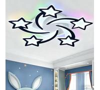 HELCEKOU Modern Star RGB Ceiling Lights 72w Dimmable 3000k-6000k Lamp with Memory Function and Remote Control Flower Lampsuitable for Living Room, Children's Room Bedroom, Black