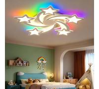 HELCEKOU Modern Star RGB Ceiling Lights 72w Dimmable 3000k-6000k Lamp with Memory Function and Remote Control Flower Lampsuitable for Living Room, Children's Room Bedroom, White