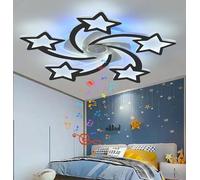 HELCEKOU Modern Star RGB Ceiling Lights 72w Dimmable 3000k-6000k Lamp with Memory Function and Remote Control Flower Lampsuitable for Living Room, Children's Room Bedroom, Black-Audio