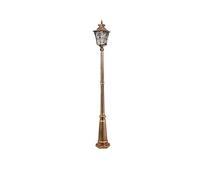 HELCEKOU Outdoor Garden Glass Lantern E27 - Retro High Pole Post Light IP54 Waterproof Die-cast Aluminum Lamp for Courtyard Street & Path 220cm Brass Finish