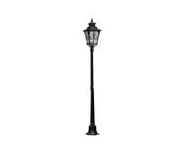 HELCEKOU Outdoor Retro Glass Lantern - E27 Single Head High Pole Light Waterproof IP54 Die-Cast Aluminum European Style for Garden Courtyard Pathway Black 170cm Height