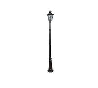 HELCEKOU Outdoor Waterproof Garden Lantern - 240cm European Retro E27 High Pole Light Die-Cast Aluminum IP54 Rated Perfect for Courtyard Street and Pathway Illumination (Black)