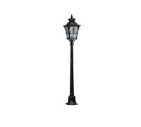 HELCEKOU Outdoor Waterproof Glass Lantern - E27 High Pole Post Light European Retro Design IP54 Die-cast Aluminum 140cm Black Column Lamp for Garden Courtyard & Pathway