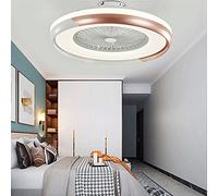 HELCEKOU Pendant light for bedroom Ceiling Fans with Lighting 80W Invisible Fan LED Light Remote Control Dimmable Ultra-Quiet Can Timing s Modern Living Room Bedroom Lamp Brown
