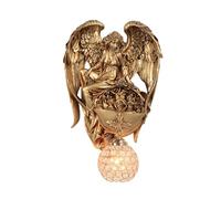HELCEKOU Resin Wall Sconce Indoor Bedside Lamp Fixture, Vintage Angel Hardwired Light with Globe Crystal Shade Fixture for Reading Bedroom Living Room Dinning