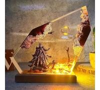 HELCEKOU Ring of The da.rk lo.rd Resin Desk Lamp- Handmade Night Light with USB Port, Variable Lights, Ho.b.bit, Birthday Gifts, Gift for him (20 * 12.5cm)