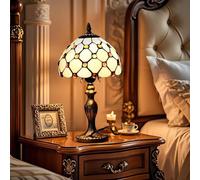 HELCEKOU Tiffany Table Lamp Handmade Vintage Hummingbird Design Stained Glass Bedside Desk for Bedroom Living Room Office Retro Decor Atmosphere Light (B)