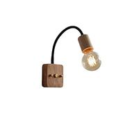 HELCEKOU Wood Wall Sconce Flexible Gooseneck Lamp Industrial Mount Reading Light, Indoor Farmhouse Lighting Fixture E27 Hardwired Sconces for Living Room Bedroom/Ash