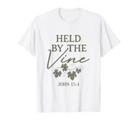 Held by the Vine John 15:4 Christian Grapevine Faith T-Shirt Value Graphic T-Shirt, Men, White, M
