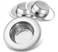 Helect 3-Pack Kitchen Sink Strainer, Stainless Steel Drain Filter with Large 4.5" Wide Rim, Dishwasher Safe, Anti-Clog Perforated Basket for Standard Drains, Garbage Disposals & Utility Tubs