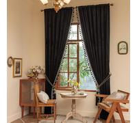 Helen curtain Luxury Pom Poms Curtain for Living Room Blackout Velvet 2 Panels