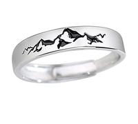 Helen de Lete 925 Sterling Silver Vow to the Mountain and the Sea Open Ring for Men and Women, Sterling Silver