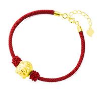Helen de Lete S925 Sterling Silver Red String Lucky Pig Bracelet (Golden Pig)