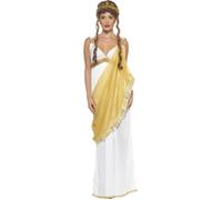 Smiffys Helen of Troy Costume, White & Gold Dress and Tiara, Legends & Myths Fancy Dress, Adult Dress Up Costumes