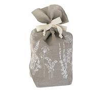 Helen Round Plastic Free, Reusable Natural Linen Bread Bag With Hand Printed Floral Design. Perfect for sourdough, home baked bread and pastries. Made in Cornwall, UK Size 42x28x12cm